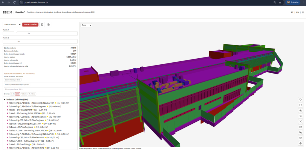 Poseidon: ferramenta de detecção de colisões BIM em fase experimental